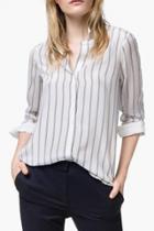 Oasap Neat Pinstripe Print Rayon Shirt