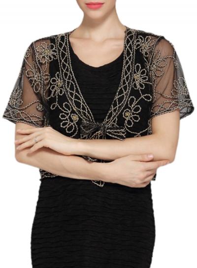 Oasap Fashion Knot Front Lace Shrug Cardigan
