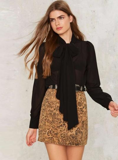 Oasap Solid Color Long Sleeve Sheer Button Down Shirt