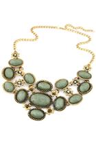 Oasap Oval Faux Gemstone Statement Necklace