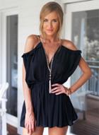 Oasap Spaghetti Strap V Neck Off Shoulder Solid Romper