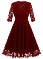 Oasap V Neck 3/4 Sleeve Lace A-line Dress