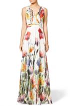 Oasap Party Floral Printing Wrap Sleeveless Maxi Dress