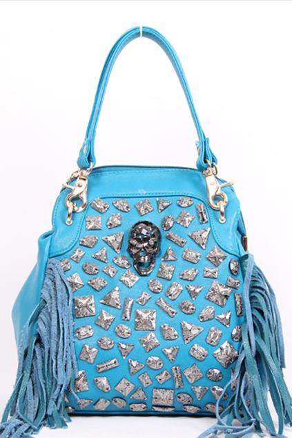Oasap Tassel Detail Shiny Bead Embellished Shoulder Bag