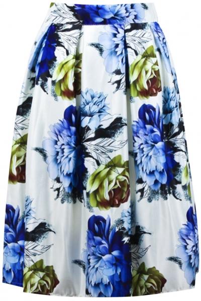 Oasap Fashion Floral Pattern Pleated Skirt