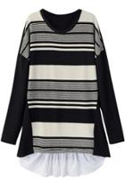 Oasap Raglan Striped Print Pullover Batwing Sweater