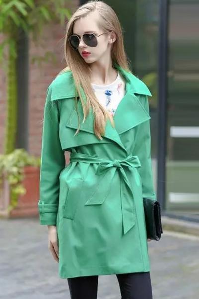Oasap Glamorous Waist Belted Trench Coat