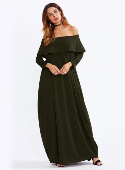 Oasap Fashion Off Shoulder Ruffle Loose Maxi Dress