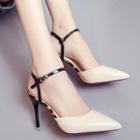 Oasap Pointed Toe High Heels Buckle Strap Club Pumps