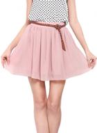 Oasap Fashion Elastic Waist Mini Pleated Chiffon Skirt