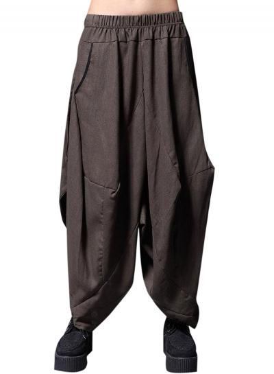 Oasap Women's Fashion Elastic Waist 2 In 1 Ninth Harem Pants
