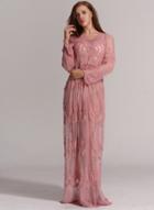 Oasap Long Sleeve Lace Maxi Bikini Cover-up Dress