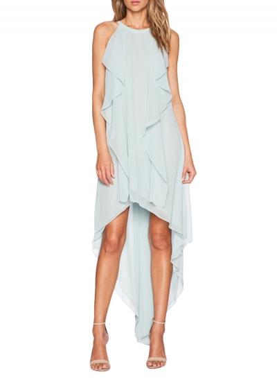 Oasap Women's Flounce Decor Sleeveless Asymmetric Chiffon Dress