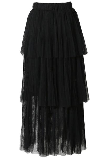 Oasap Vintage Elastic Waist Layered Mesh Skirt