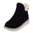 Oasap Round Toe Solid Color Fleece Snow Boots