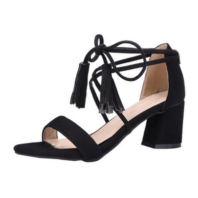 Oasap Block Heels Open Toe Lace Up Sandals