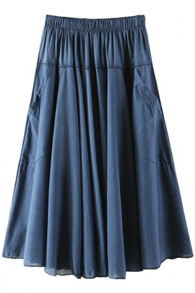 Oasap Demure Solid Pleated Swing Skirt