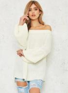 Oasap Fashion Off Shoulder Lantern Sleeve Loose Sweater