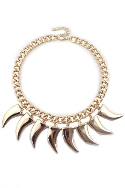 Oasap Gold-tone Semi-crescent Bib Necklace