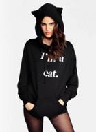 Oasap Fashion Cat Ear Loose Fit Pullover Hoodie