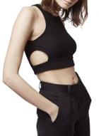 Oasap Fashion Women Side Cut-out Sleeveless Round Neck Crop Top