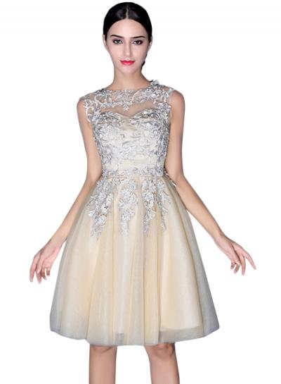 Oasap Women's Floral Lace Paneled A-line Cocktail Dress