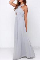 Oasap Elegant Crossed Cut-out Front Backless Maxi Chiffon Dress