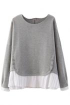 Oasap Grey Paneled Ruffles Sweatshirt