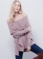 Oasap Off Shoulder Long Sleeve Loose Fit High Low Sweater