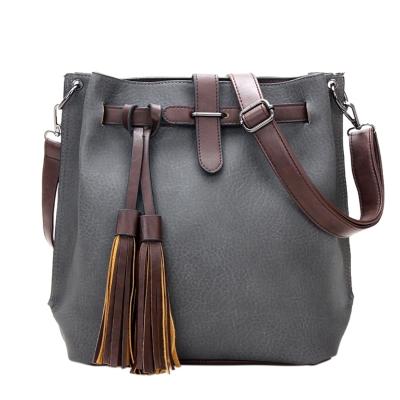 Oasap Pu Crossbody Bucket Shoulder Bag With Tassel