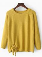 Oasap Round Neck Long Sleeve Solid Color Sweaters