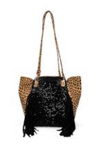 Oasap Leopard Print Sequined Tassel Bag