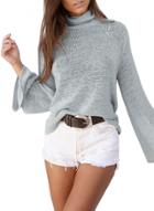 Oasap High Neck Flare Sleeve Lace Up Back Pullover Sweater