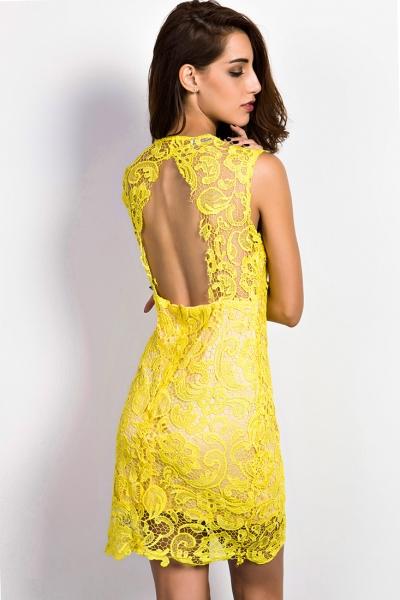 Oasap Funky Lace Open Back Mini Dress