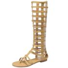 Oasap Solid Hollow Out Clip Toe Gladiator Sandals