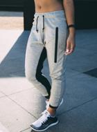 Oasap Casual Zipper Decoration Color Block Sports Pants