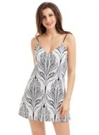 Oasap Spaghetti Strap Sleeveless Plant Print Short Dress