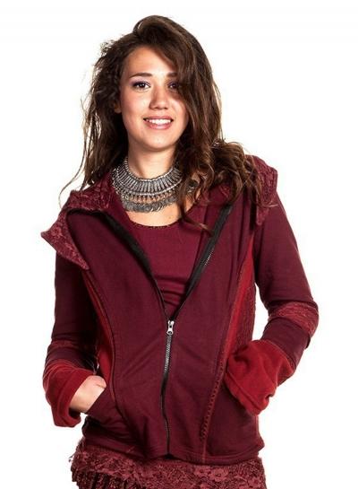 Oasap Long Sleeve Lace Panel Hoodie Seatshirt