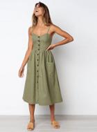 Oasap Spaghetti Strap Single Breasted Front Dress