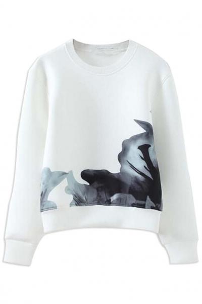 Oasap Casual Ink Art Pattern Sweater