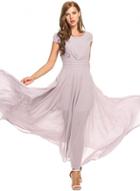 Oasap Round Neck Cape Sleeve Solid Color Evening Dress