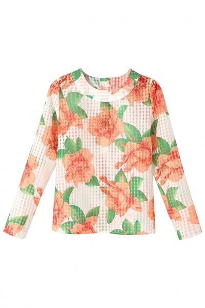 Oasap Essential Floral Organza Blouse