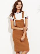 Oasap Fashion Pocket Front Cord Overall Dress