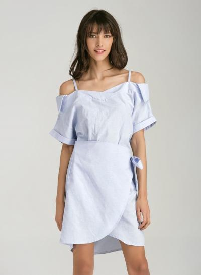 Oasap Spaghetti Strap Slash Neck Off Shoulder Mini Dress