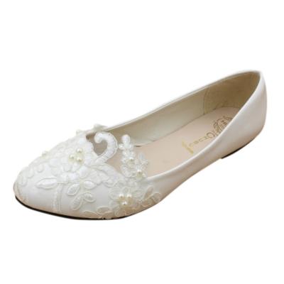 Oasap Floral Lace Pointed Toe Flat Heels Bidesmaid Shoes