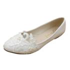 Oasap Floral Lace Pointed Toe Flat Heels Bidesmaid Shoes