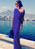 Oasap Fashion Short Sleeve Solid Color Maxi Beach Dress