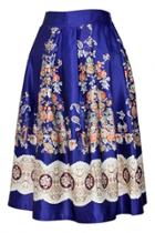 Oasap Stylish Floral Printed Pleated Midi Skirt