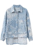 Oasap Distressed Light Blue Denim High-low Jacket