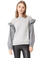 Oasap Casual Plaid Ruffle Long Sleeve Color Block Sweatshirt